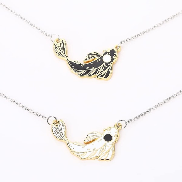 Yin Yang Couple Necklace 2 Pieces Lucky Fish Matching Necklaces For Couples, Him and Her