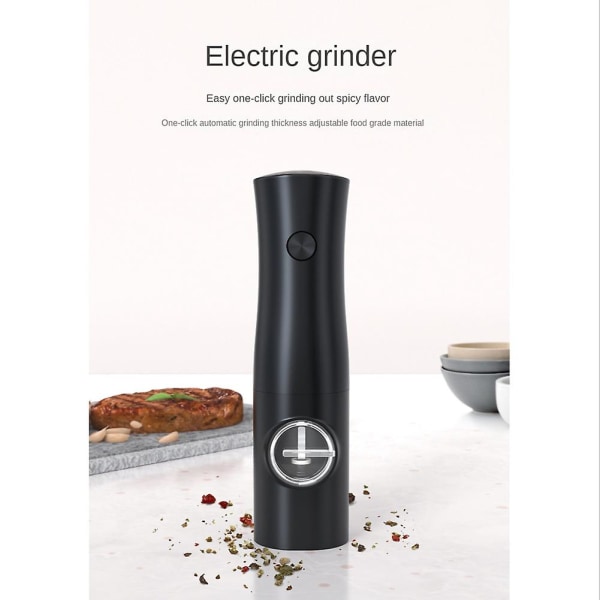 Elektrisk salt- og pepperkvernsett, tyngdekraft automatisk salt og pepper påfyllbar med oppladbar B
