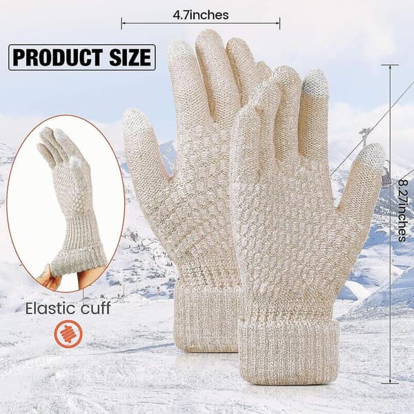 2 par Dame Vinter Touchscreen Handsker Varme Fleeceforede Strikkede Handsker Elastisk Manchet Vinter Tekstningshandsker