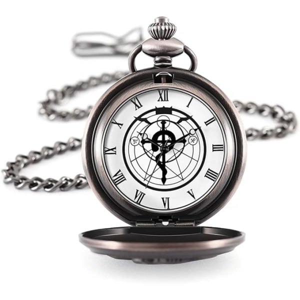 Fullmetal Alchemist fickur med kedja Vintage Quartz Edward Elric Anime fickur Cosplay tillbehör