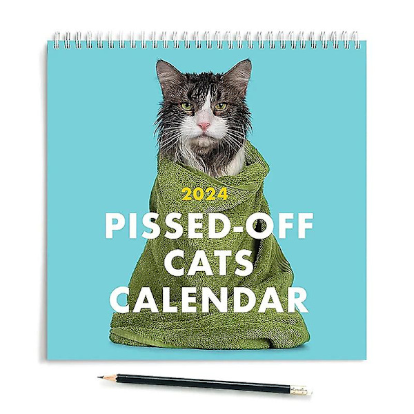 2024 Arg kattkalender Rolig väggkonstkalender Förbannade katter Hemmaplanerare A 1PC