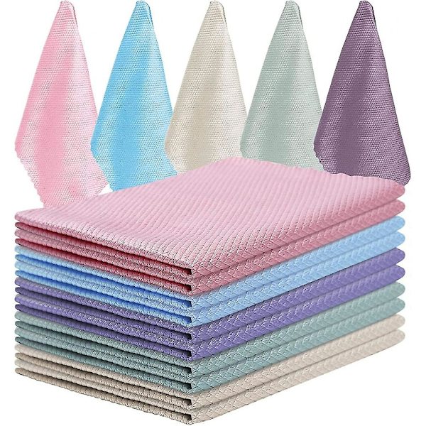 Mikrokuituliinat Puhdistusliinat 10 Kala-asteliinaa 25x25cm, ympäristöystävällinen uudelleenkäytettävä satunnainen väri