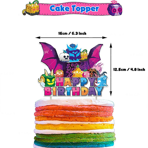 Blox Fruits-tema festdekorationer - Banner, cupcake-dekorationer, ballonger och rekvisita