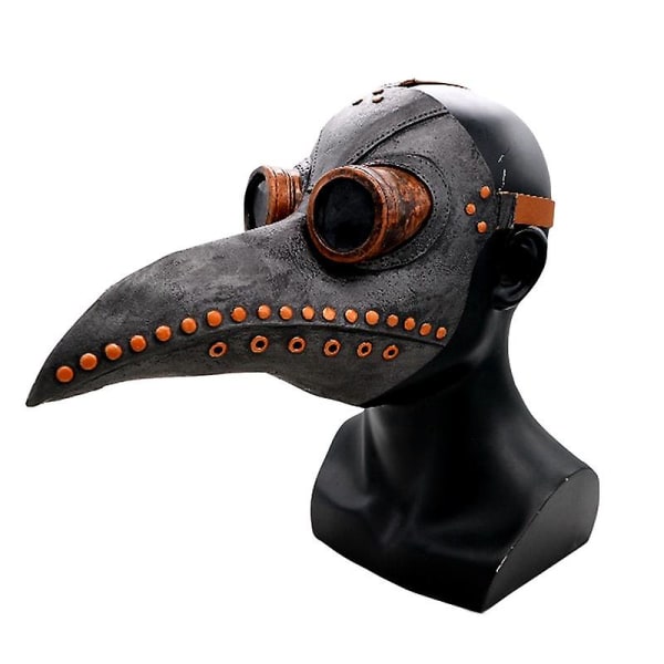 Halloween Pestdoktor Fågel Cosplay Mask Party Karneval Lång Näbb Näbb Faux Läder Steampunk Kostym Prop Gray