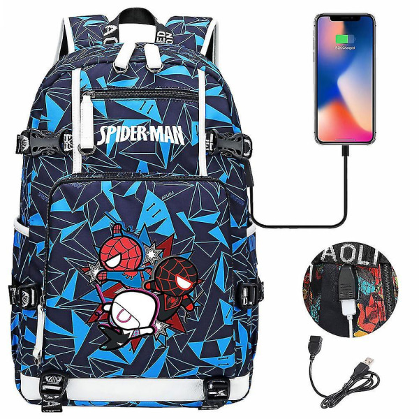 Spiderman Usb-rygsæk til teenagere, kvinder, mænd - Stilfuld bærbar og rejseskoletaske til piger, drenge, børn - Ideel skoletaske