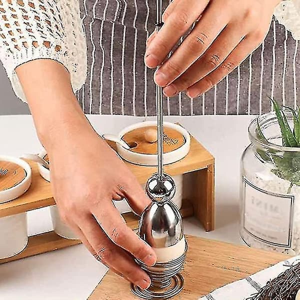 Eggeskallfjerner, eggeåpner, rustfritt stål eggknuser, eggeskallskjærer, rustfritt stål kjøkkenutstyr, for bløtkokte egg og egg