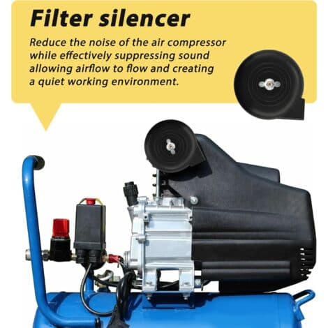 Pakke med 2 luftfiltre - 20 mm gevind - Til luftkompressor - Sort Black