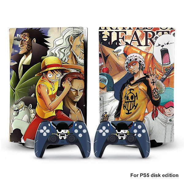Ps5 Skin Beskyttende Deksel For Sony Playstation 5 Disk Versjon Konsol Og To Dual Sense 5 Klistremerker Skins, Anime One Piece