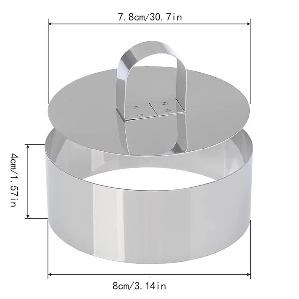 Pastry Ring i bitar, Importerad Pastry Piece, Kakform, Bakring Rostfritt Stål Kakformar Mousse Ringar Dessert (Rund)