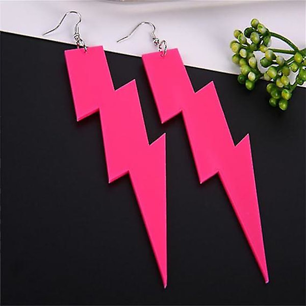 Akryl Överdrivna Blixtörhängen Statement Punk Retro Geometriska Delikata Neon Personliga Örhängen Tillbehör, Julgåva För Kvinnor Flicka (rosa)