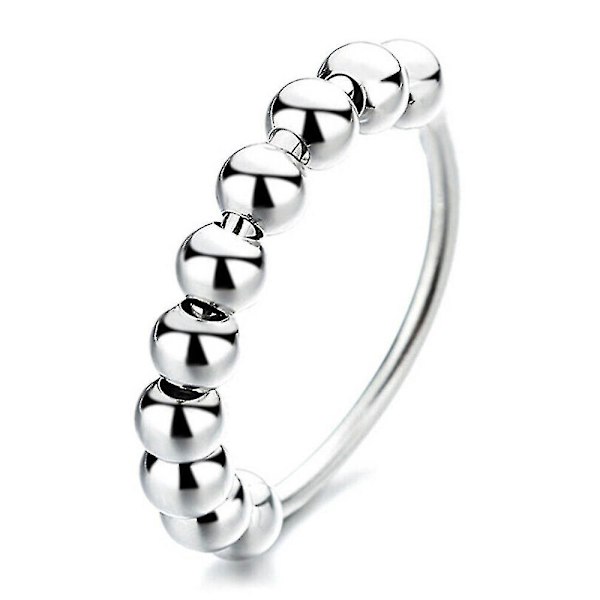 Stressavlastande roterbar pärlring Anti-ångest ring Gåvor Medium Silver