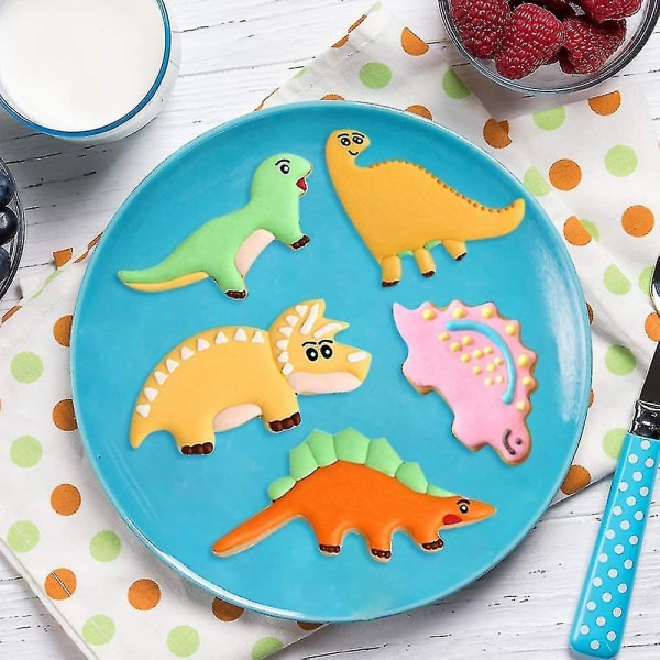 Dinosaur Cookie Cutter, Fondant Cookie Cutter Kompatibel Med Kids Baking Cookies, Rustfritt Stål Cookie Cutter Set, Dinosaur Cookie Cutter