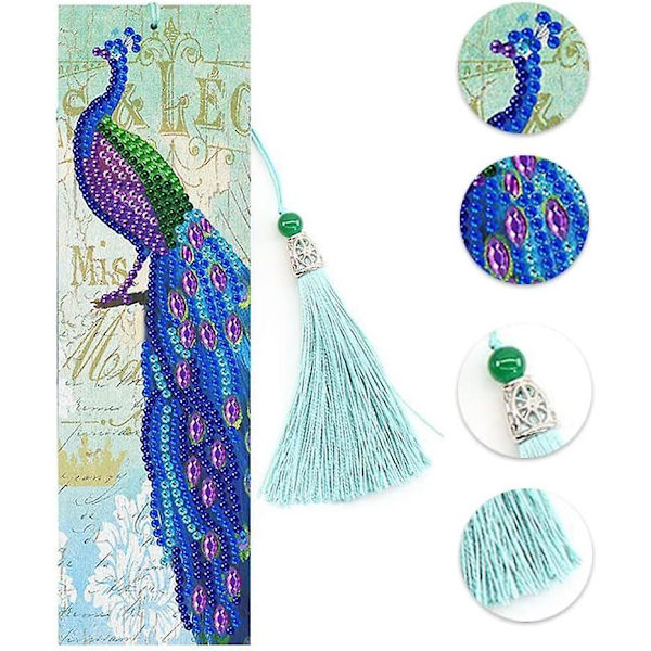 Paket med 5D diamantmålning bokmärken, läder tofsböcker, digitala broderiböcker med T