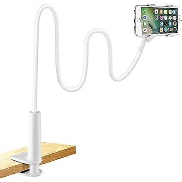 80 cm, hvit, mobiltelefonholder, fleksibel svanehals mobiltelefonholder, 360° rotasjonsjusterbar, for iPhone Samsung Huawei