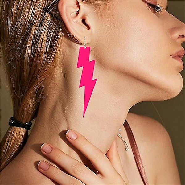 Akryl Överdrivna Blixtörhängen Statement Punk Retro Geometriska Delikata Neon Personliga Örhängen Tillbehör, Julgåva För Kvinnor Flicka (rosa)