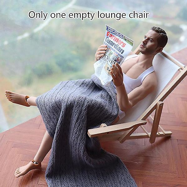 1:6 Dockhus Mini Stol Fällbar Däck Lounge Stol Strand Stol Möbler Dekor A