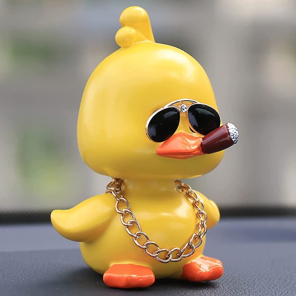 Söt gul anka leksaksbil prydnader cool anka bil instrumentbräda dekorationer skakande huvud docka