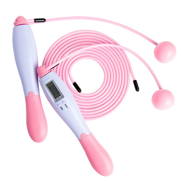 Trådløst hoppetau med digital telling, sklisikkert håndtak, justerbart komfortabelt grep, 360-graders roterende elektronisk tellehoppende tau Hopptau for K Pink B