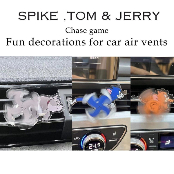 Hauska Tom And Jerry chase auton ilmastointi tuuletin koristelu tuulimylly Car Anime Spinning Mouse