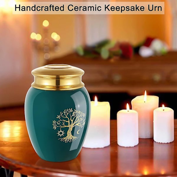 Bedste sælger menneskeaske Keepsakes urne 24 kubiktommer, små keramiske urner til menneskeaske, livets træ kremeringsurne, urner til deling af voksenaske, P