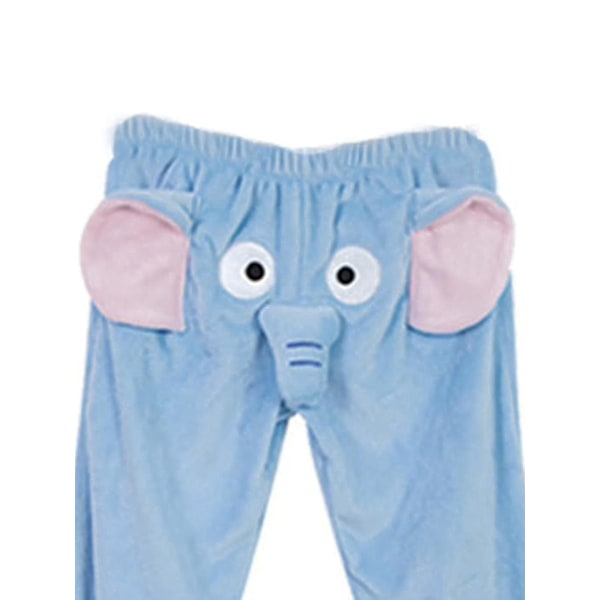 Sjove Elefant Bukser til Kvinder og Mænd - Loungewear til Hjemmet - Bløde Par Pyjamasbukser - Gave til Kæresten XL Blue