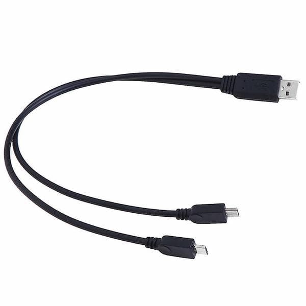 Usb 2.0 Hane Till Hane Dubbel Micro Usb Splitter Y Laddningsdatakabel Black