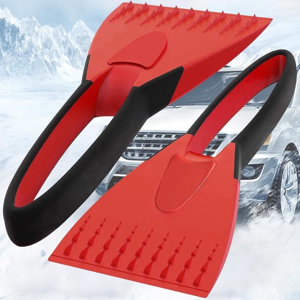 2 stk frontrute-isskraper til bil, snø- og isskrape for bilfrontrute, vindusskrape for å fjerne snøfrost-is, bilisskraper Red