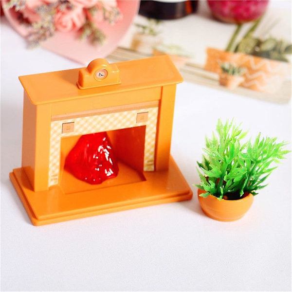 Miniatyr möbler leksak dockhus DIY dekoration tillbehör mini tillbehör öppen spis scen
