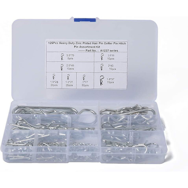Kryc-125pcs R-form cotter pin sæt nøgler split r 8 størrelser traktor fyr clips plast støvle sortiment cotter kit pins