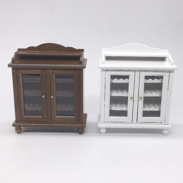 Mini husskåp prydnad Mini husmöbler prydnad Mini trä vinskåp modell (vit)