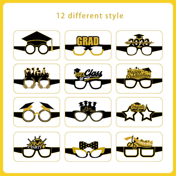 12 stykker Graduation Season Briller Shades Briller Kjole Rekvisitter Foto Rekvisitter Graduation Hat 2023 Fest Rekvisitter 2023 Graduation Briller Gratulerer