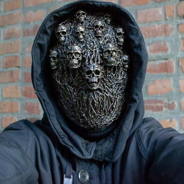 Realistisk Latex Hel Ansikts Skalle Mask Halloween Cosplay Fest Maskerad