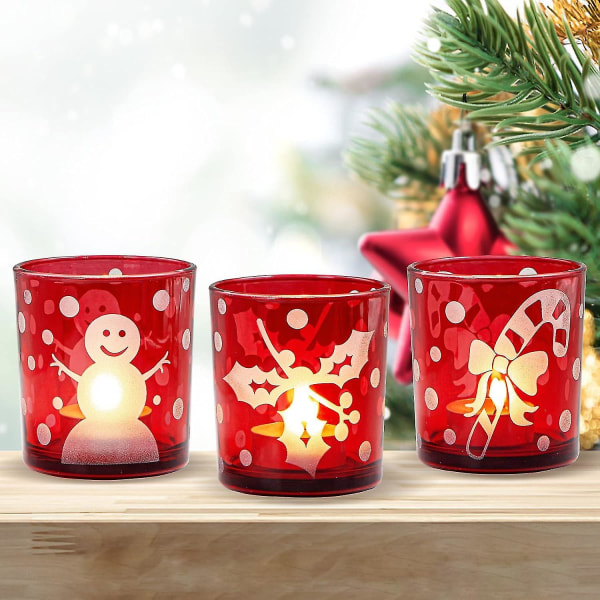 Julelysestager Votive lysestager Sæt med 3 - Fyrfadslys af glas