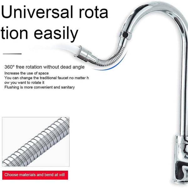 Tap Extension, svingbar dusj med slangeforlenger, tap Extension, med adapter og skive (størrelse: Kort)