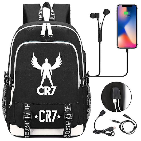 2023 Cr7 lasten vedenpitävät koululaukut Usb-kannettavan reppu Unisex-matkalaukut Opiskelijalaukut