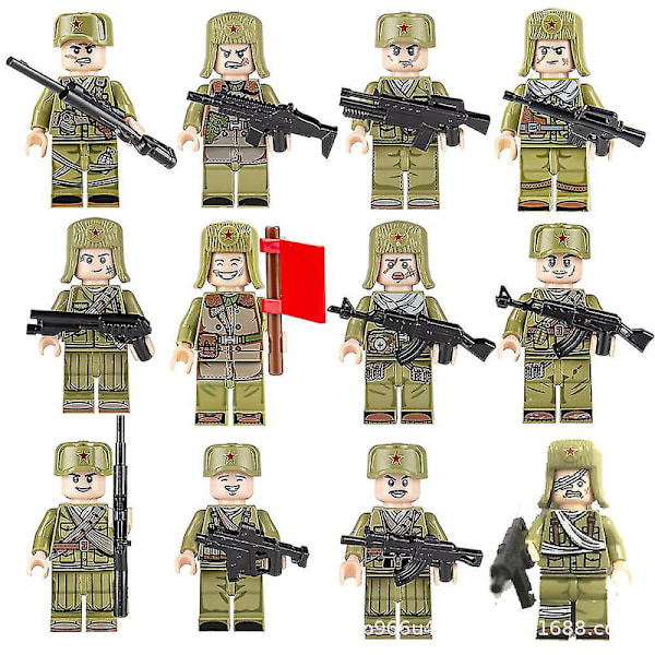 8-24 stk./sæt Minifigur Specialstyrker Soldat samlede blokke Legetøj Byggeklodser Børnegave [DB] 12Pcs Red Army