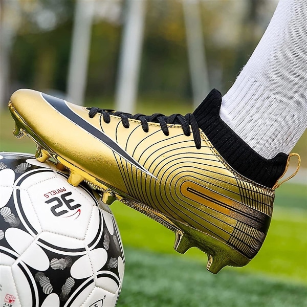 Fotballsko Høy Topp Spike Fg Trening Fotballsko Sneakers For Barn Ung Gold EUR 41