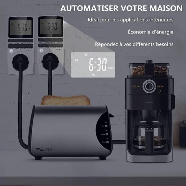 Digital timer 16A / 3680W Stikkontakt 16 konfigurerbare programmer Tilfeldig tyverisikring 24H / 7D