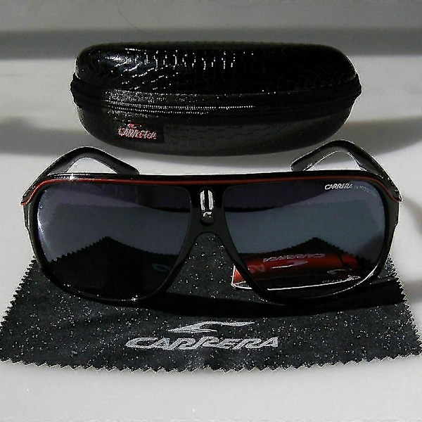 \"Solglasögon för män Mode Carrera Ruthenium Pilot Gradient Lins Glasögon+box\" Red Black