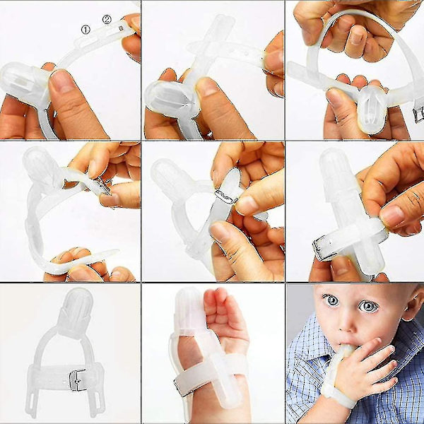 Tommelfinger-sutteforebyggelse til småbørn, fingerbeskyttelse til tommelfingersutning, neglbidningsforebyggelsessæt til 1-5-årige babyer