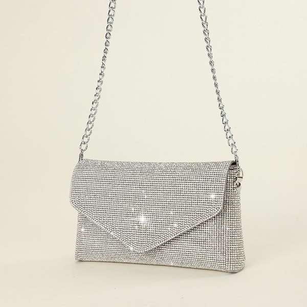 Glitter Evening Clutch Bag för Kvinnor Kedja Axelväska Bröllopsfest Handväska Brown