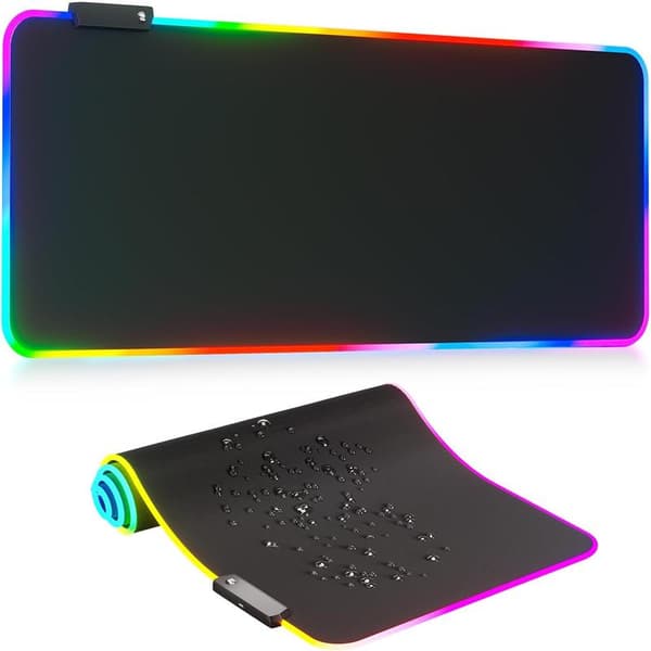 RGB-belyst musemåtte, LED-musemåtte, stor musemåtte – 250 × 350 × 3 mm – FarveæskeKompatibel medpakning