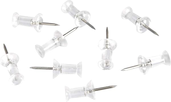 Amazon Basics Push Pins, Klar Plastikhoved, Stålspids, 100-pak