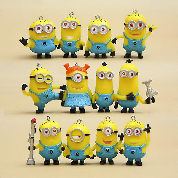 Weitengs Despicable Me The Minions Role Figuuri näyttölelu PVC 12 kpl set keltainen Yellow