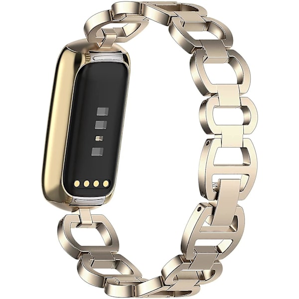 Kompatibel med Fitbit Luxe-rem til kvinder, justerbar rustfrit stål-lænke, metalur, D-formet armbåndsrem, tilbehør til Fitbit Luxe