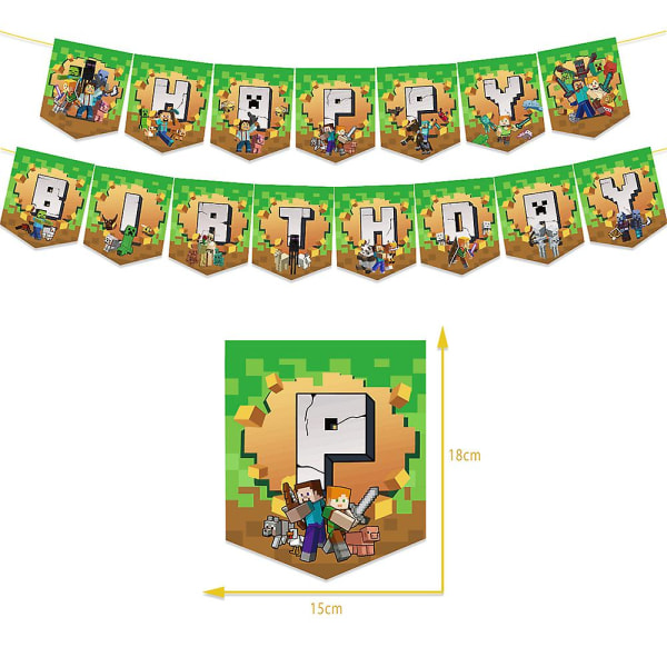 Minecraft Gaming Tema Balloner Banner Kage Cupcake Topper Sæt Hjem Party Dekoration