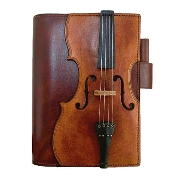 Violin PU Læder Notesbog - Musik Nodeblok, Ko Læder Journal