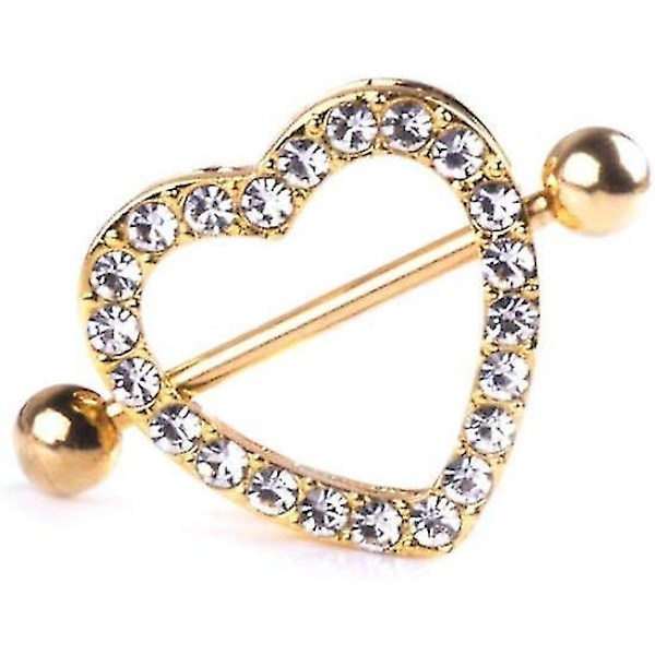 1 stk. Tolags Nippel Piercings Seksuelle Kvinders Bryster Kvinders Hjerte Rhinestones Blanke Mode Smykker Guld Trim Strimler
