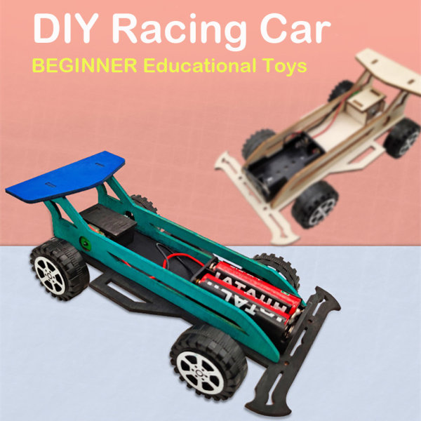 Trämontering DIY Racing bilmodell Leksak Pussel Pedagogiska leksaker Kit Nybörjare