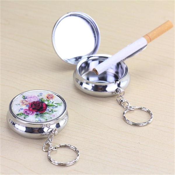 2pcs Mini Pocket Ashtrayrandom Style, Portable Round Stainless Steel Pocket Cigar Ashtray